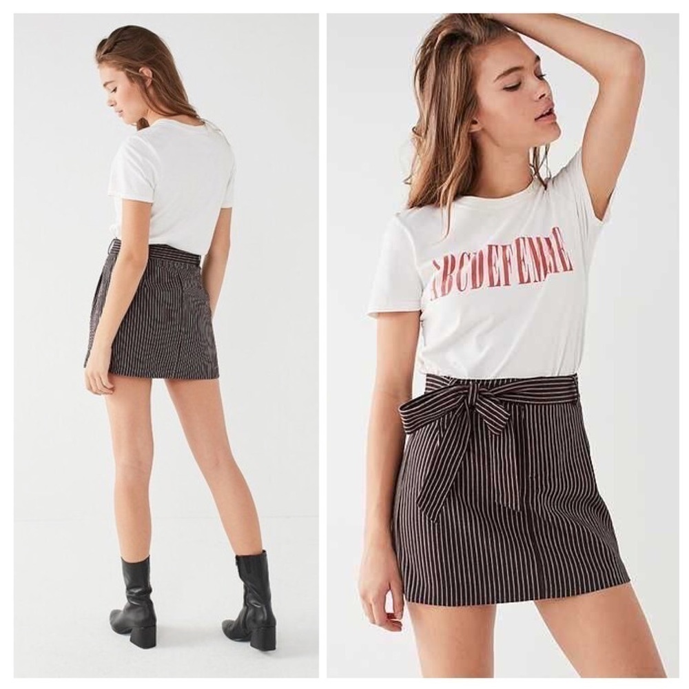 URBAN OUTFITTERS Striped Paper Bag Mini Skirt